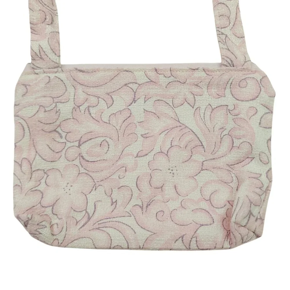 Crossbody Bag Small Messenger Bag Fabric Floral Print Lined With Zipper Handmade
